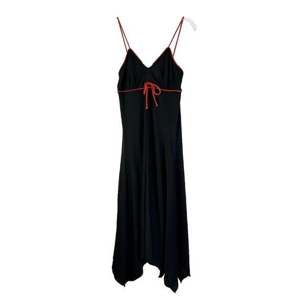 Vintage Dresses & Skirts - Vintage 70s Whimsigoth Vamp Bias Slip Dress Black Red USA Medium